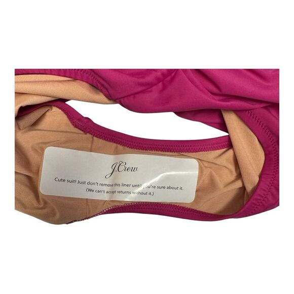 NWT J. Crew Radiant Fushia‎ Roushed V Neck One Piece Bathing Suit Size 14 - Picture 6 of 9